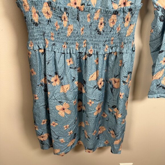 Rebecca Taylor Daniella Silk Blend Dress Size 4 Blue Floral V-Neck Feminine - Picture 6 of 10